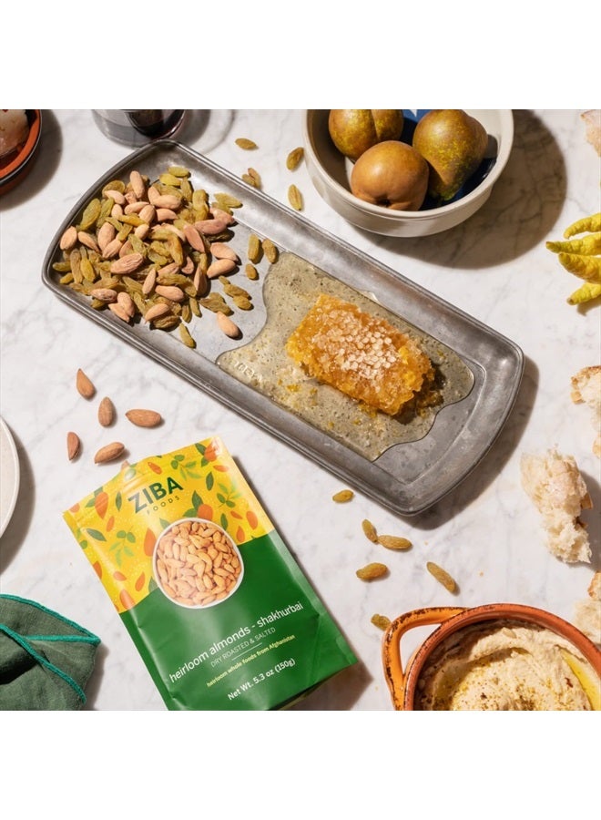 Ziba Foods Heirloom Shakhurbai Almonds | Dry Roasted & Salted | Non-GMO, Vegan, Gluten Free Snack, Nuts | Heirloom, Warm & Nutty | Healthy, Delicious Snack, 5.3 oz - Image 3