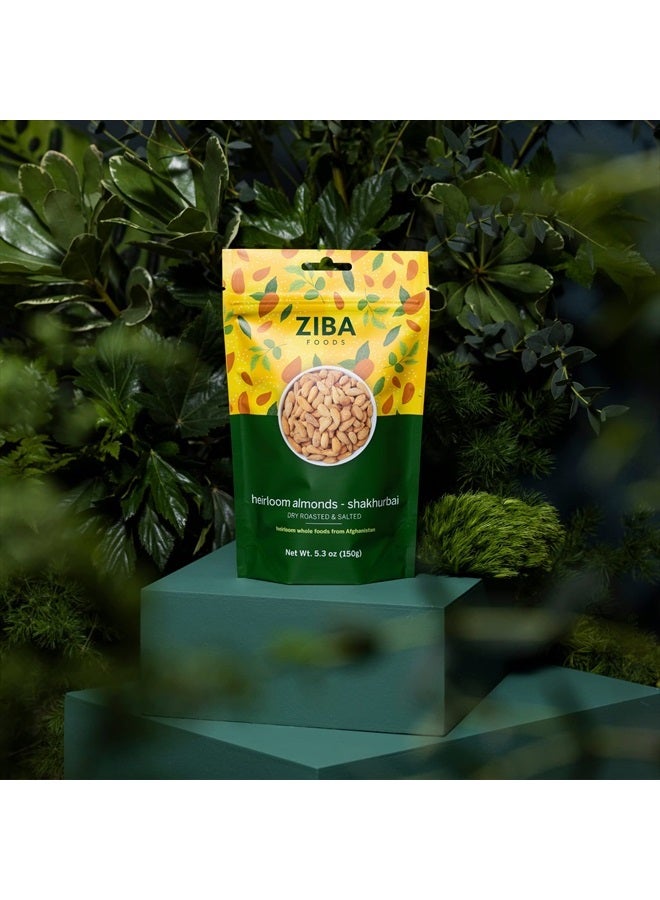 Ziba Foods Heirloom Shakhurbai Almonds | Dry Roasted & Salted | Non-GMO, Vegan, Gluten Free Snack, Nuts | Heirloom, Warm & Nutty | Healthy, Delicious Snack, 5.3 oz - Image 2