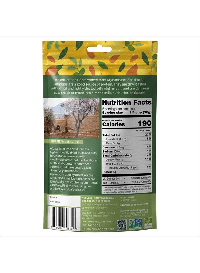 Ziba Foods Heirloom Shakhurbai Almonds | Dry Roasted & Salted | Non-GMO, Vegan, Gluten Free Snack, Nuts | Heirloom, Warm & Nutty | Healthy, Delicious Snack, 5.3 oz - Image 4