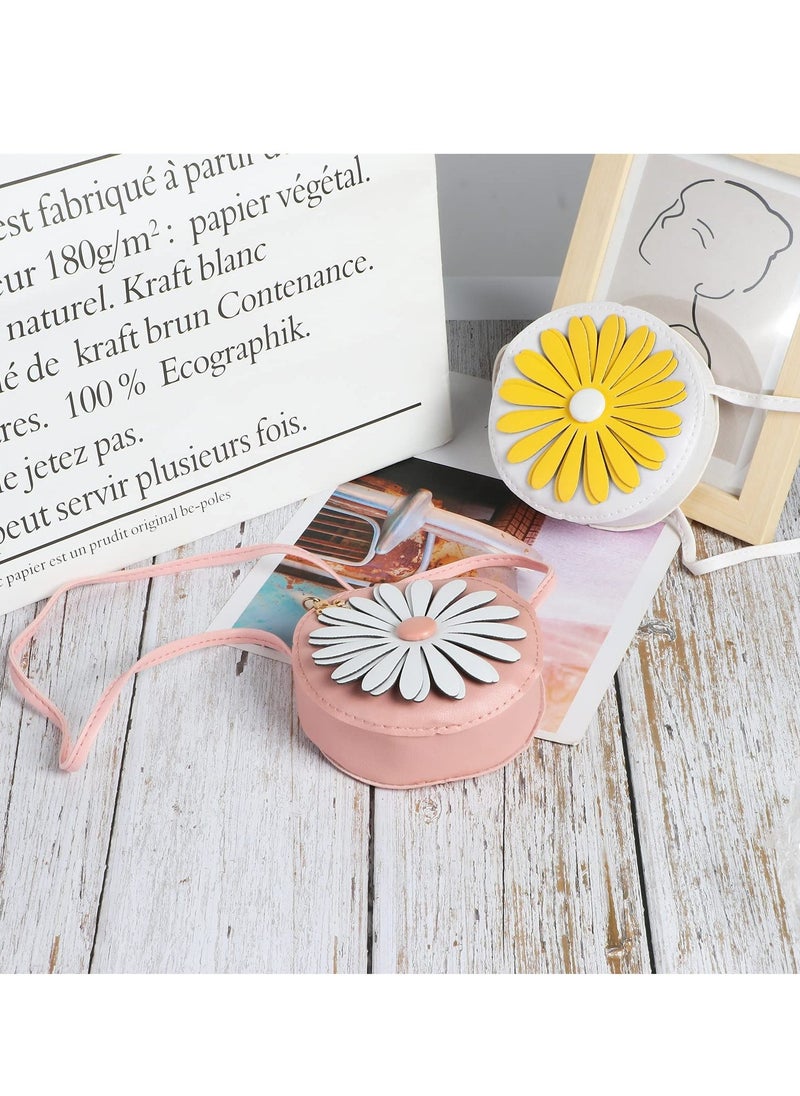 SYOSI 2 Pieces Daisy Flower Little Girls Purses Toddler Crossbody Purse Princess Purses Handbags Girls Wallets Mini Single Shoulder Daisy Bags for Kids Babies Gift  - Image 4