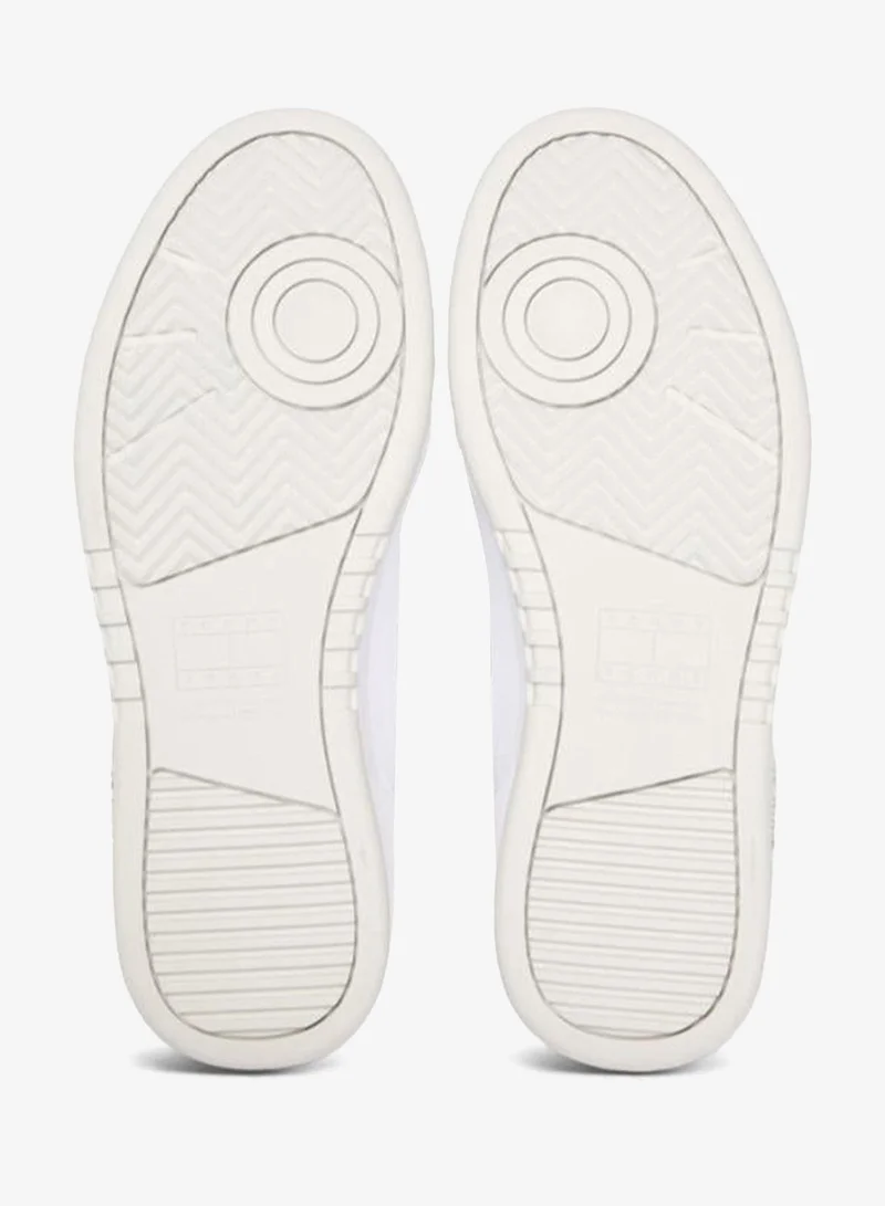 Tommy Jeans White Leather Mixed Texture Cupsole Sneakers for Men | Best Price UAE