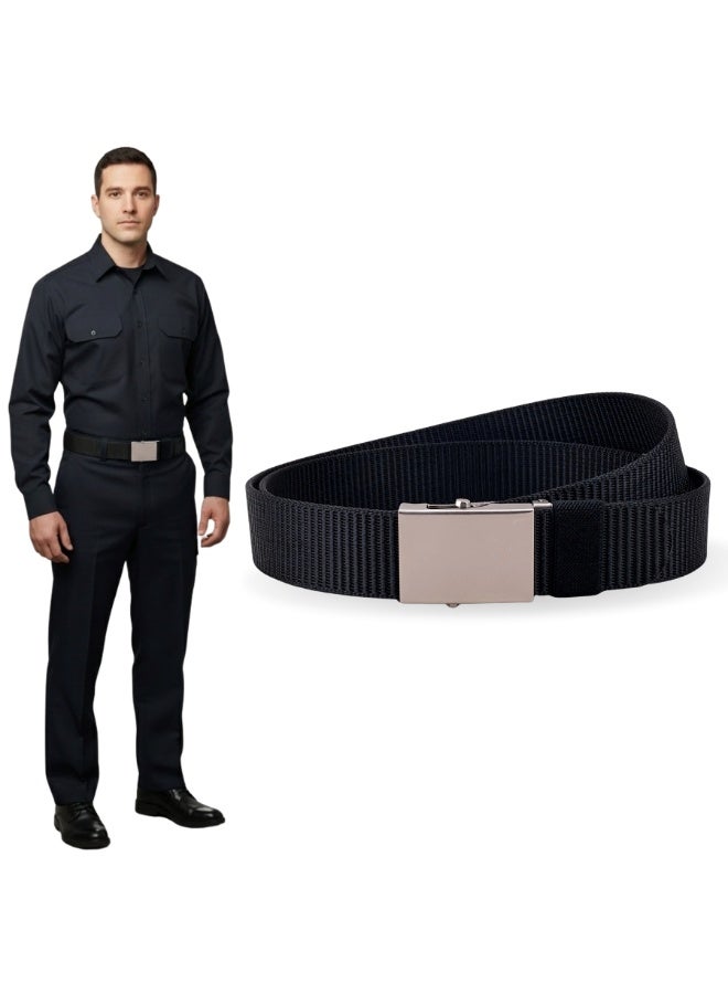 Force Security Belt for Men & Women – Heavy-Duty Nylon Web Belt with Clamp Closure Lock Metal Buckle – Adjustable Tactical Belt for Security Guards, Police Officers, Airport Staff, Travel, Hiking & Golf