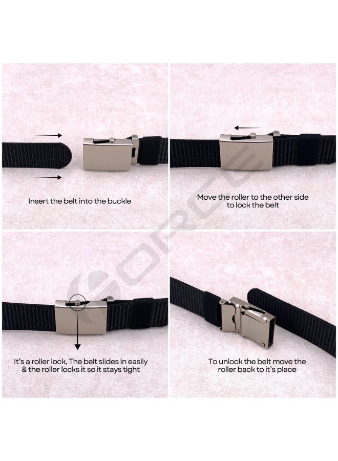 فورس حزام أمني للرجال والنساء – حزام ويب نايلون ثقيل مع إبزيم معدني رولر لوك – حزام تكتيكي قابل للتعديل لحراس الأمن، ضباط الشرطة، موظفي المطار، السفر، المشي الجبلي والجولف - Image 5