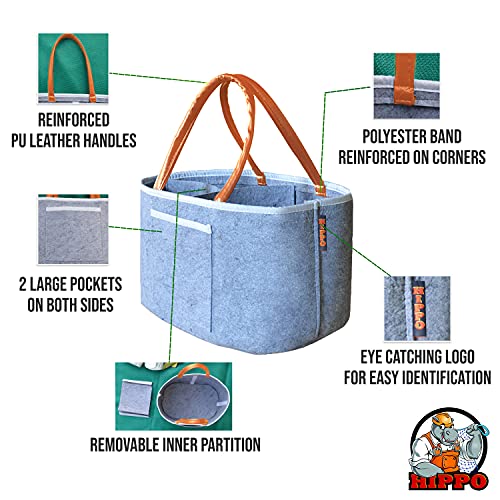 HIPPO Cute Diaper Baby Products Caddy Bag For Smart Mothers Baby Diaper Caddy Organizers Baby Wipes Felt Storage, Nursery, Foldable And Portable (X-Large, Light Grey) - Image 4