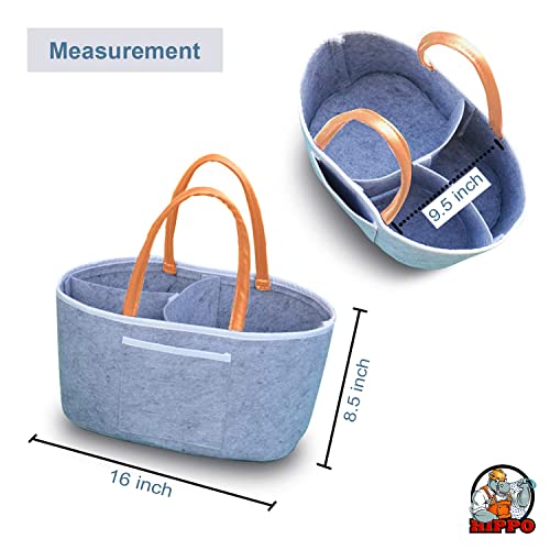 HIPPO Cute Diaper Baby Products Caddy Bag For Smart Mothers Baby Diaper Caddy Organizers Baby Wipes Felt Storage, Nursery, Foldable And Portable (X-Large, Light Grey) - Image 5