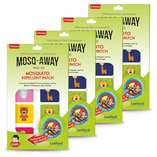 Leeford Mosq Away Mosquito Repellent Patches Pack of 4 (24 Patches) Natural Repellent Mosquito Patches for Kids, Babies & Adults | Mosquito Repellent Stickers for Travel Outdoor Indoor | 8 Hrs Protection - Image 1