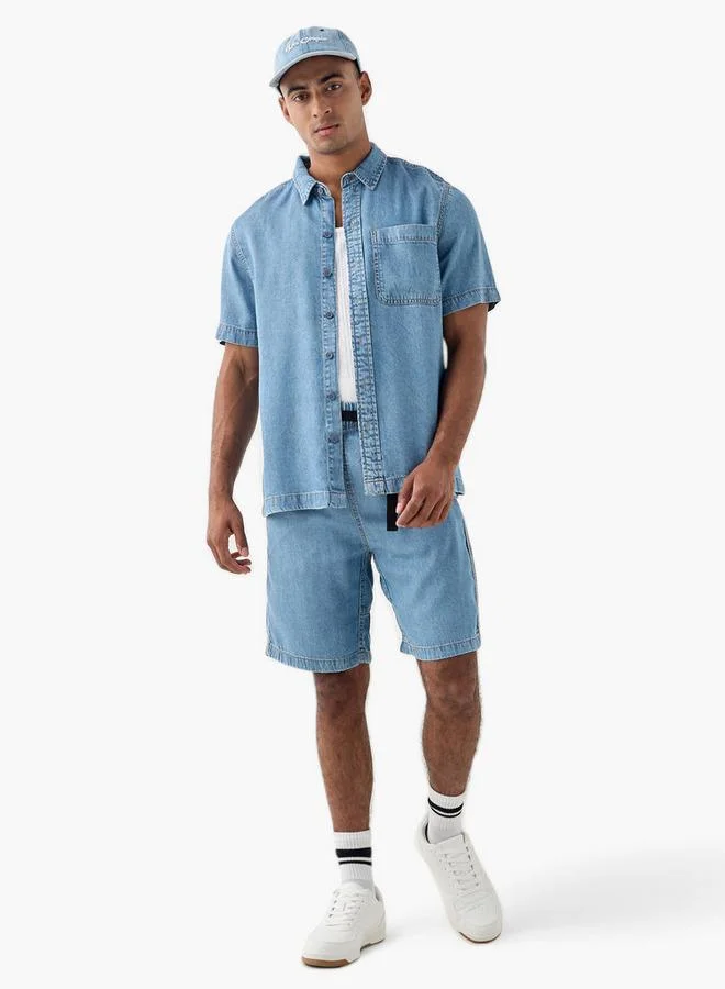 Lee Cooper Lee Cooper Denim Shorts with Pockets and Buckled Strap