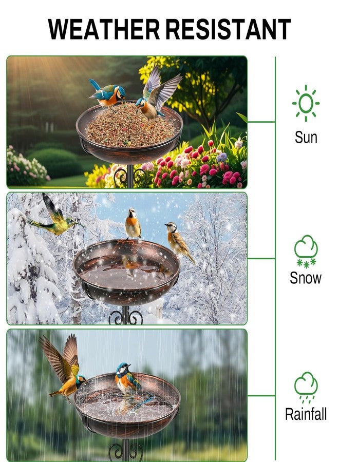 ODSNANIE 36In Metal Bird Bath for Outside, Vintage Freestanding Birdbaths with Metal Stake, Upgraded 5 Pronged Base Birdfeeder Feeder Bowl for Outdoors Garden Patio Yard Lawn Decor (Vintage Bronze) - Image 4