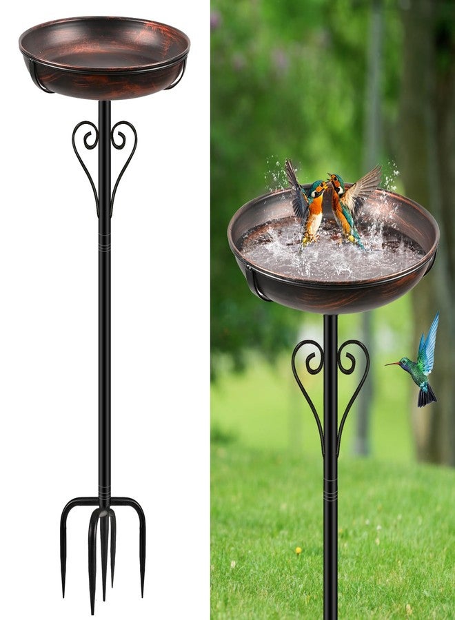 ODSNANIE 36In Metal Bird Bath for Outside, Vintage Freestanding Birdbaths with Metal Stake, Upgraded 5 Pronged Base Birdfeeder Feeder Bowl for Outdoors Garden Patio Yard Lawn Decor (Vintage Bronze) - Image 1