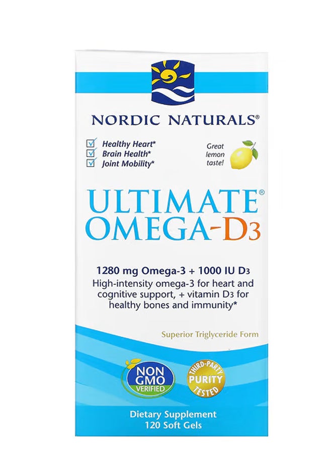 NORDIC NATURALS - Ultimate Omega-D3 Lemon 120 Soft Gels - Image 1