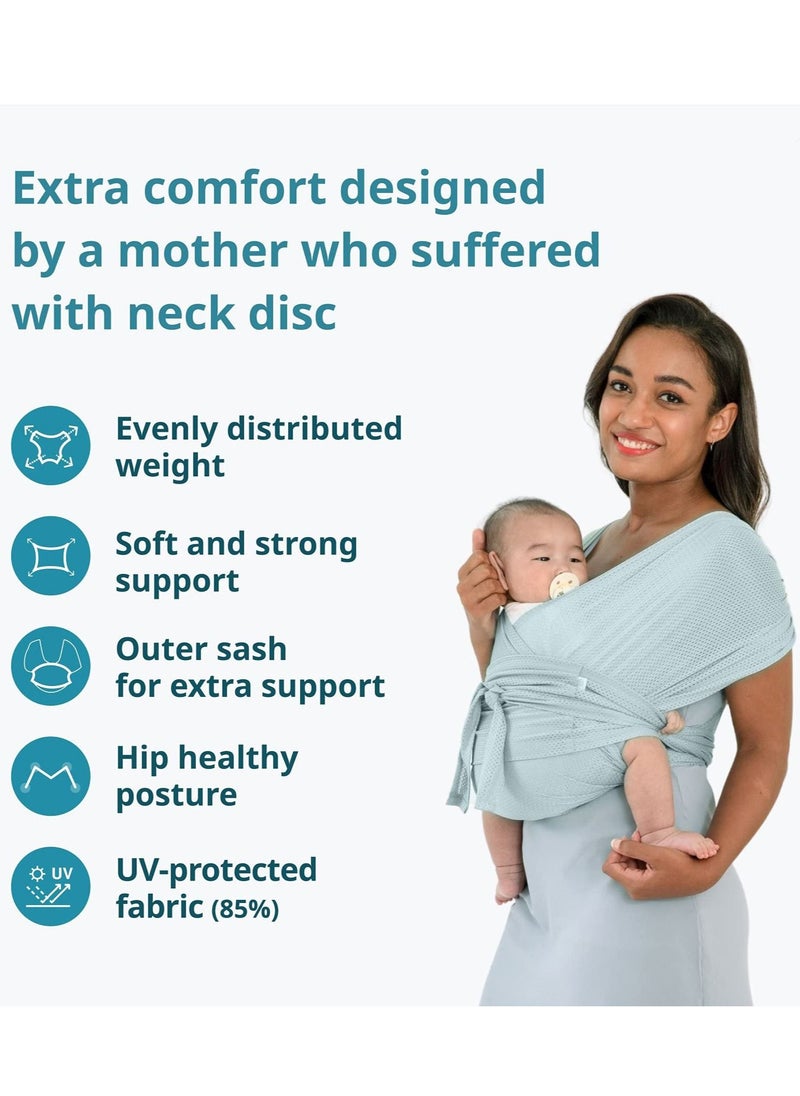KASTWAVE - Baby Carrier Wrap Summer Mesh Breathable Baby Carrier Easy to Wear Hands-Free Baby Carrier Moisture Wicking Soft Ideal for Newborns and Kids Under 44lbs (Brown) - Image 1