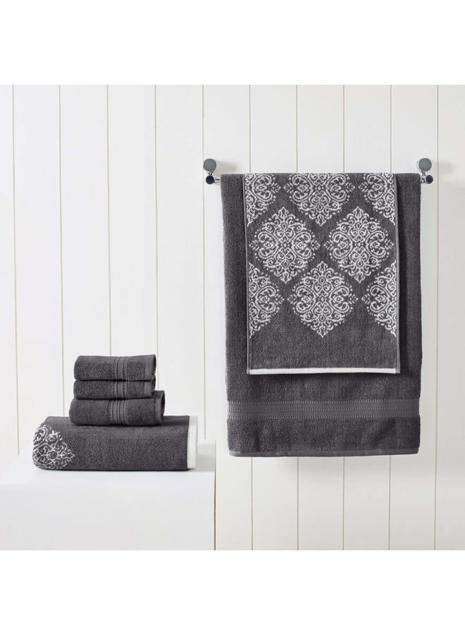 Modern Threads Artesia Damask 6-Piece 100% Combed Cotton Reversible Yarn Dyed Jacquard Towel Set Platinum - Image 2