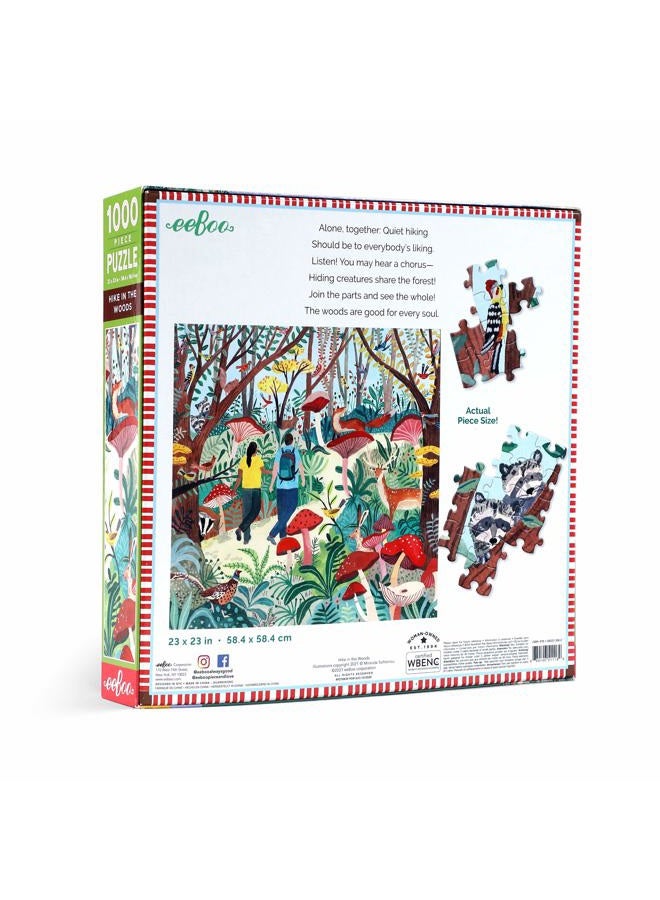 eeboo : Piece and Love Hike in The Woods 1000 Piece Square Adult Jigsaw Puzzle, Puzzle for Adults and Families, Glossy, Sturdy Pieces and Minimal Puzzle Dust - Image 3