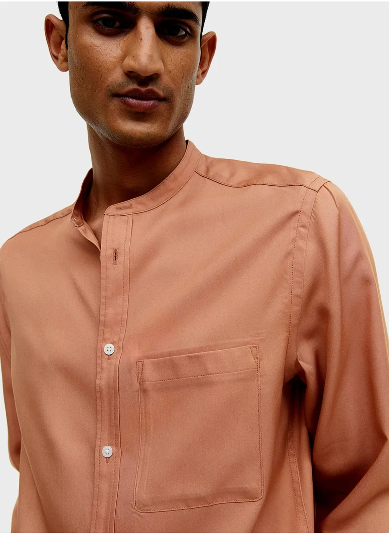 H&M Grandad Collar Regular Fit Shirt