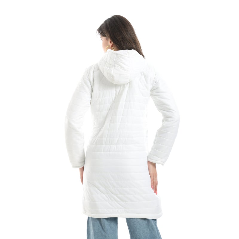 Andora Long Length Pump With Hooded Cap White Jacket_White-White - Image 3