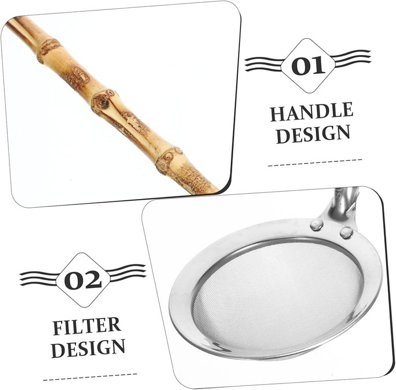 Bamboo Handle Fine Mesh Skimmer Spoon Stainless Steel Strainer for Pasta Draining Frying - Image 5