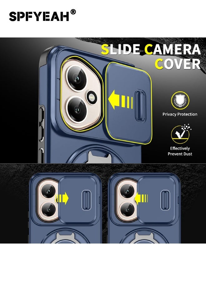 SPFYEAH [2-in-1] Honor 400 Cover with Privacy Screen Protector, Slide Camera Cover, Built-in 360° Rotate Round Ring Kickstand, Heavy Duty Shockproof Back Cover for Honor 400 5G 6.55 inch (Blue, 1+1 Pack) - Image 5