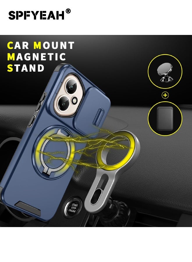 SPFYEAH [2-in-1] Honor 400 Cover with Privacy Screen Protector, Slide Camera Cover, Built-in 360° Rotate Round Ring Kickstand, Heavy Duty Shockproof Back Cover for Honor 400 5G 6.55 inch (Blue, 1+1 Pack) - Image 4