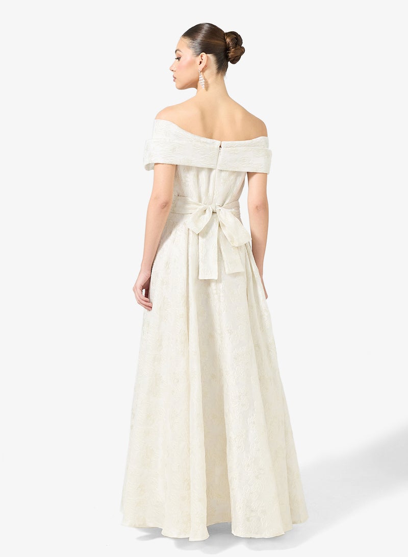 Namshi x Off Shoulder Ball Gown with Box Pleats - Image 2