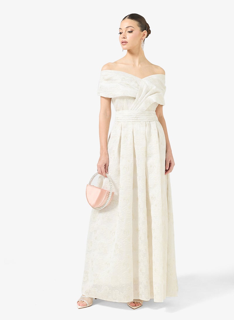 Namshi x Off Shoulder Ball Gown with Box Pleats - Image 5