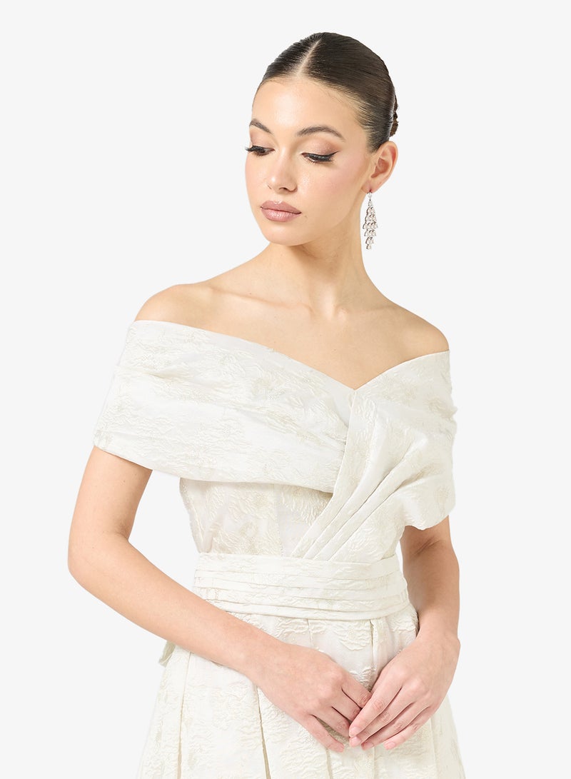 Namshi x Off Shoulder Ball Gown with Box Pleats - Image 3