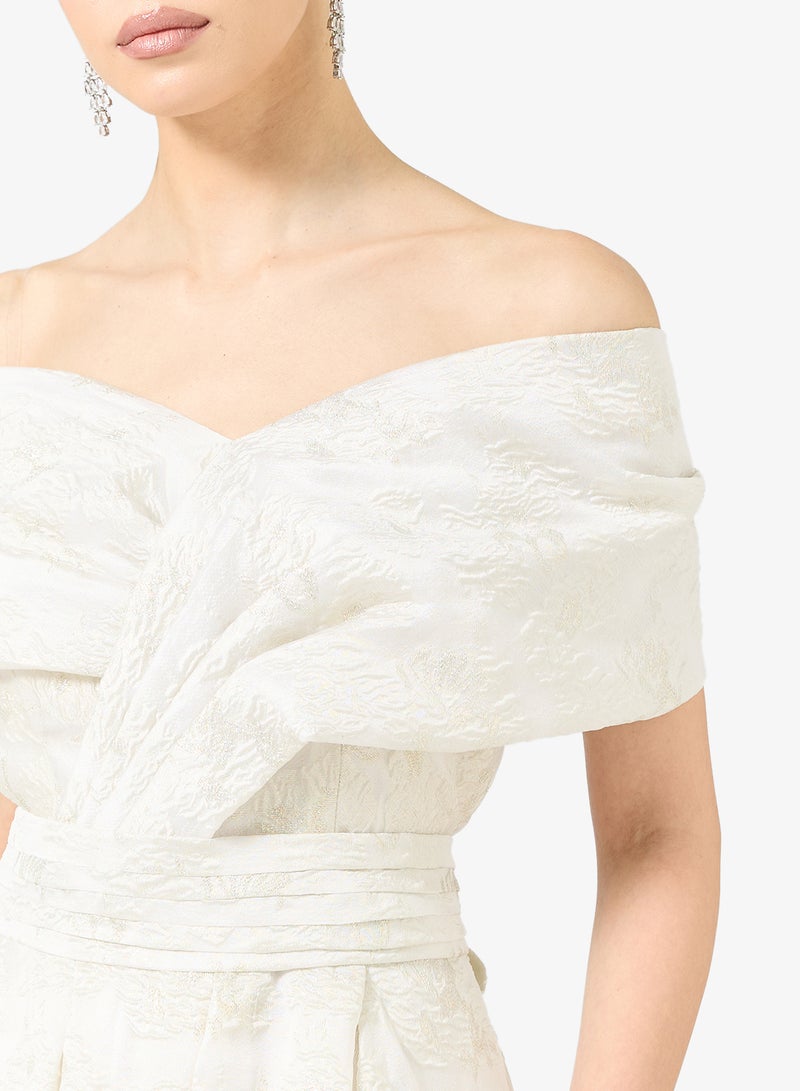 Namshi x Off Shoulder Ball Gown with Box Pleats - Image 4