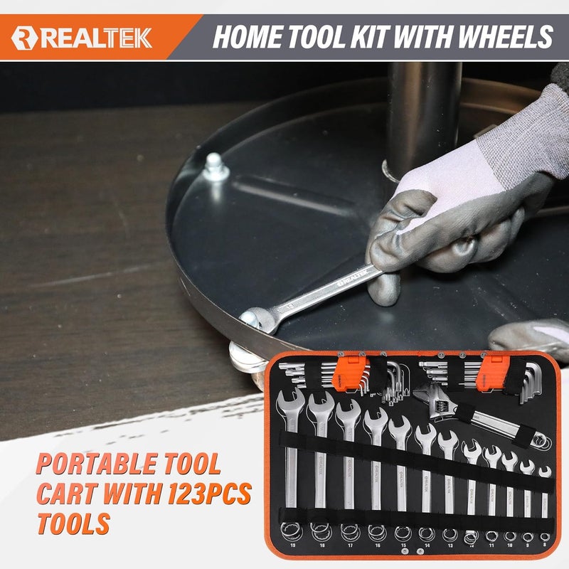 REALTEK 123pcs Portable Tool Set with Aluminum Trolley Case for Home and Auto Repair - Image 3