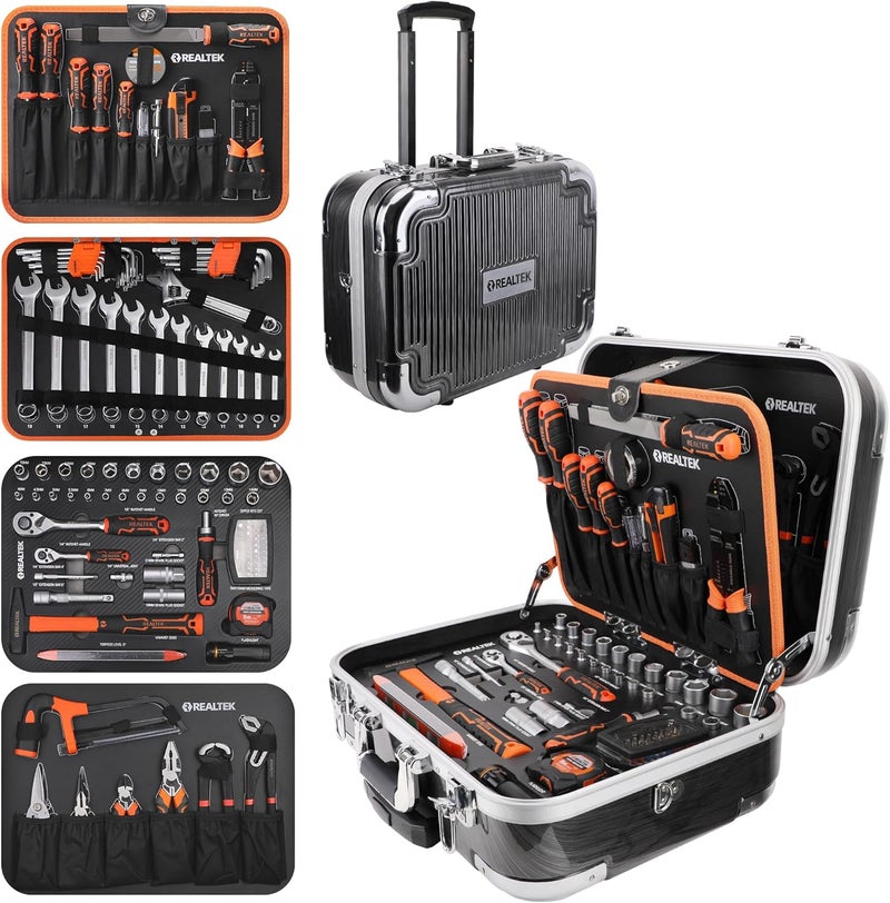 REALTEK 123pcs Portable Tool Set with Aluminum Trolley Case for Home and Auto Repair - Image 1