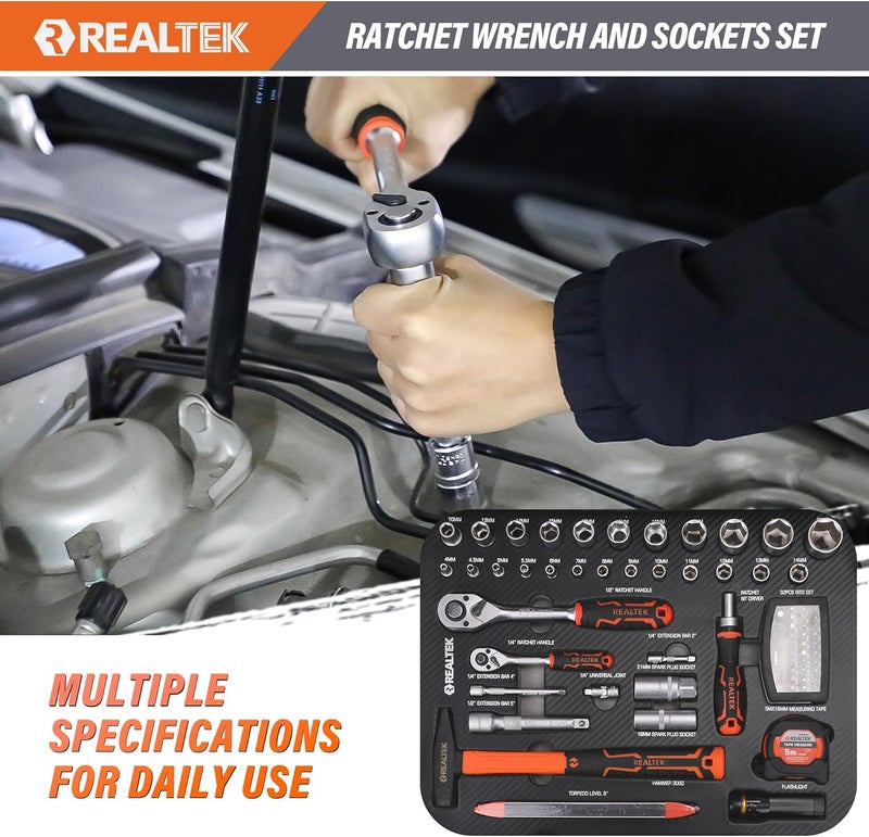REALTEK 123pcs Portable Tool Set with Aluminum Trolley Case for Home and Auto Repair - Image 4