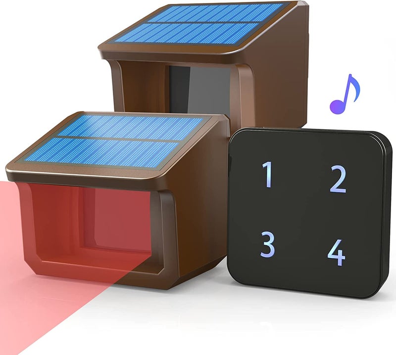 HTZSAFE Driveway Alarm- HTZSAFE 1/2Mile Solar Driveway Alarm System- Up to 70FT Wide Sensor Range- Fully Weatherproof Outdoor Motion Sensor&Detector DIY Security Alert System-1 Receiver and 2 Sensors KIT - Image 1