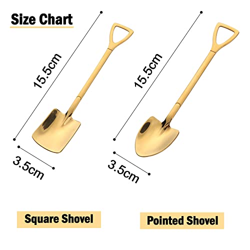 Setaria Viridis Gold Shovel Shape Spoons- 2piece Stainless Steel Spoon Long Handle Coffee Ice Cream Afternoon Teaspoon for Home Kitchen Restaurant Party（gold） - Image 5