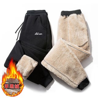 Winter New Ins Hong Kong Style Warm Fleece-Lined Thickened Loose Fit Pure Black Casual Cropped Pants Trendy Street Wear AL letters [thick sherpa] - pzsku/ZC08C1A12ADB34BBE633BZ/45/1746229589/ce6653c5-5f3a-4ff7-9e07-a5928990c6b1