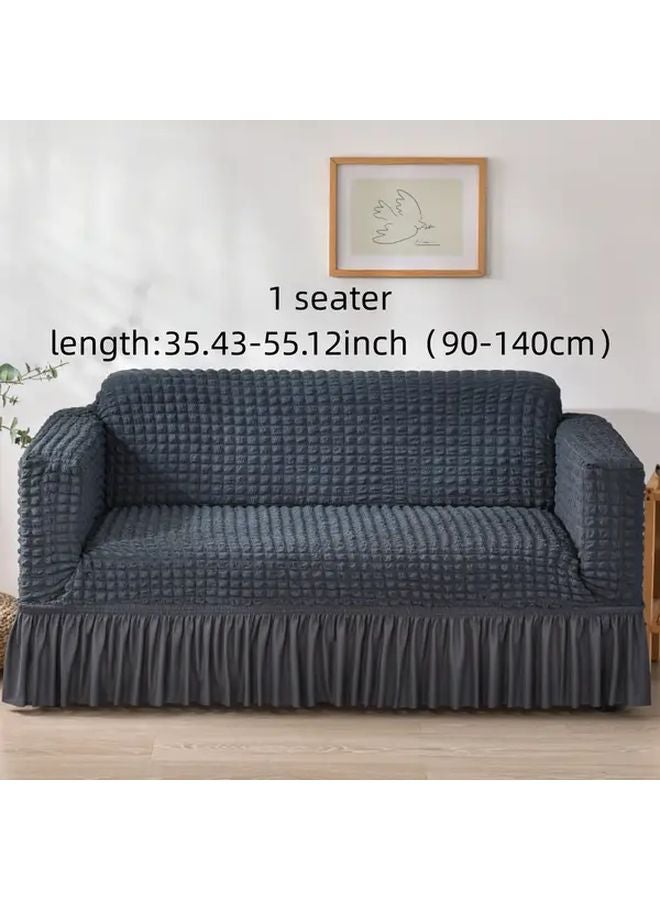 غطاء أريكة سيرسكر أحادي المقعد رمادي غامق مرن ومتين ومطاطي واقي للأثاث - Image 1