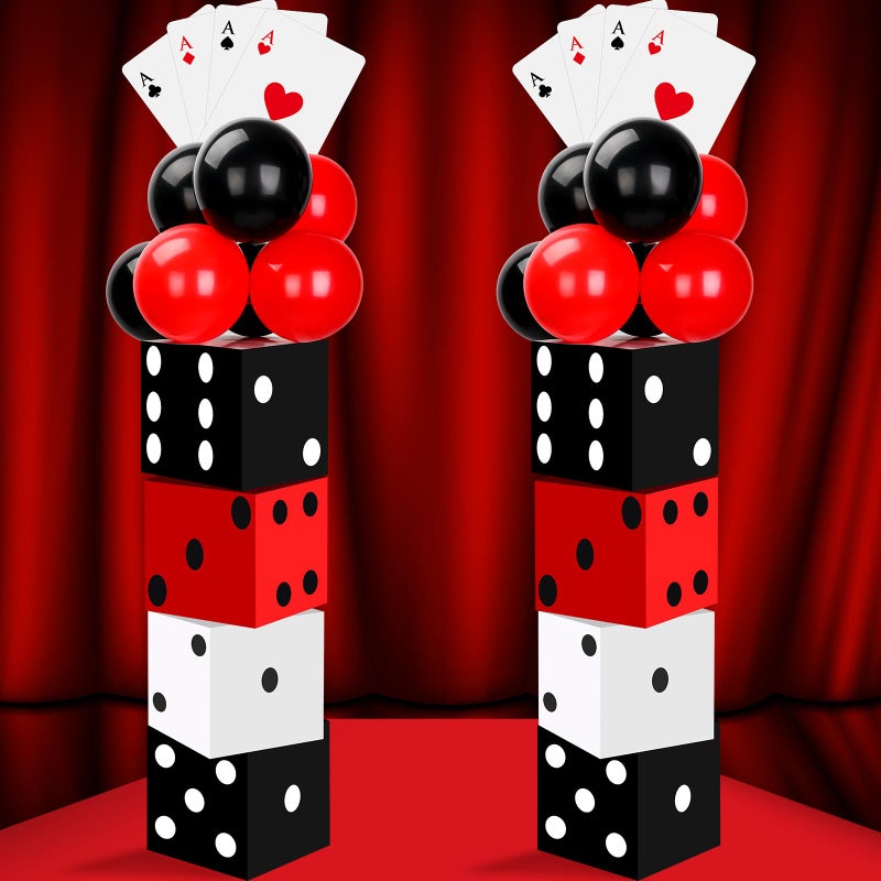 Hollowfly Casino Night Theme Party Decoration Including 8 Pcs 11 Inches Large Dice Boxes 16 Poker Cards 36 Balloons for Dice Game Table Centerpieces Birthday Party SuppliesClassic - Image 3