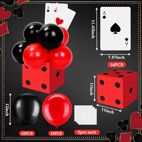 Hollowfly Casino Night Theme Party Decoration Including 8 Pcs 11 Inches Large Dice Boxes 16 Poker Cards 36 Balloons for Dice Game Table Centerpieces Birthday Party SuppliesClassic - Image 5