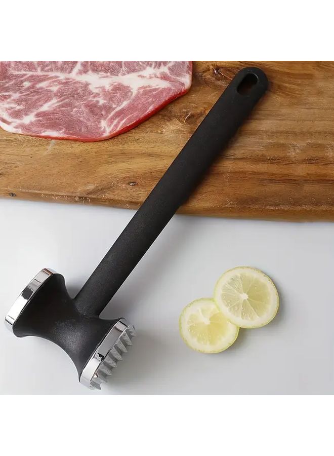 Heavy Duty Silvery Zinc Alloy Meat Hammer Double Sided Steak Tenderizer With Non Slip Handle - Image 4