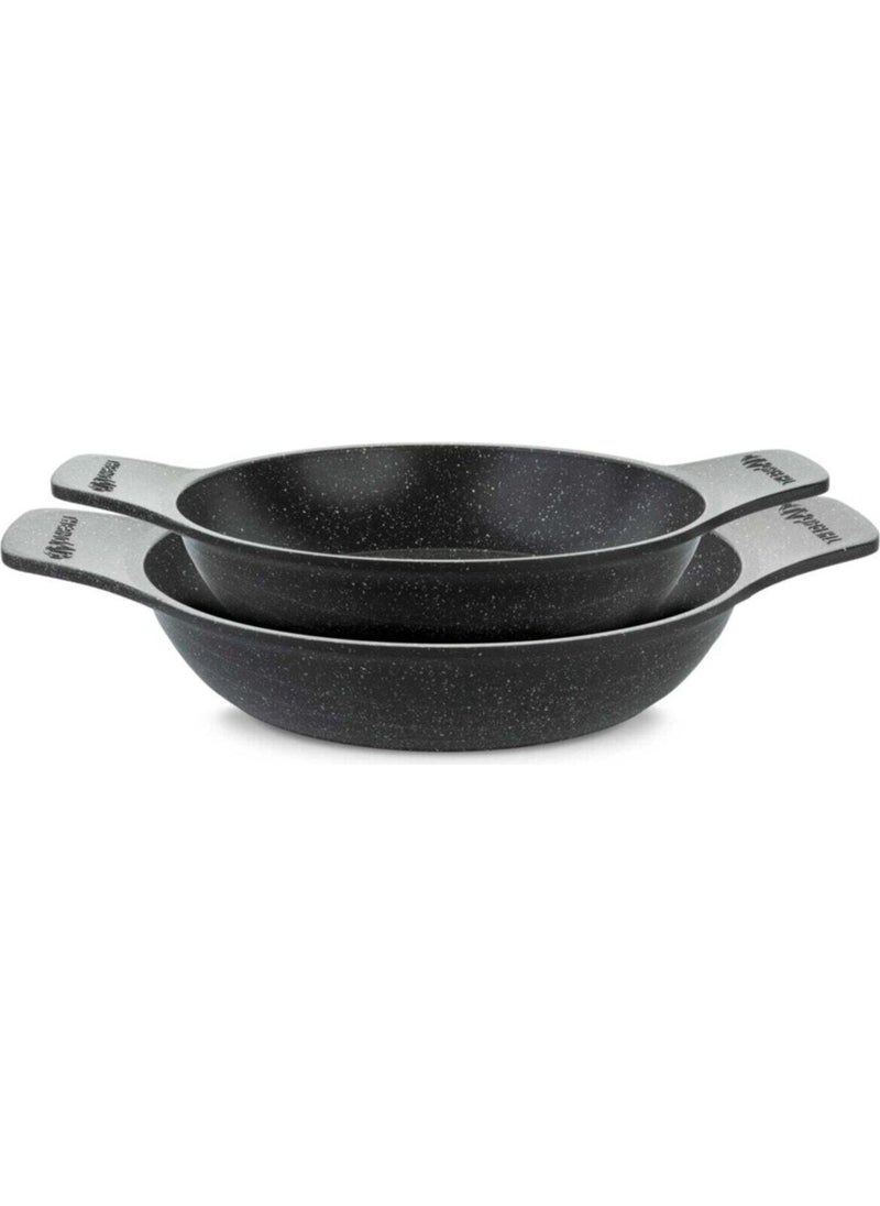 ThermoAD 2-Piece Casserole Pan Set Granite Casting Pan Set 20CM 22CM  - Image 1