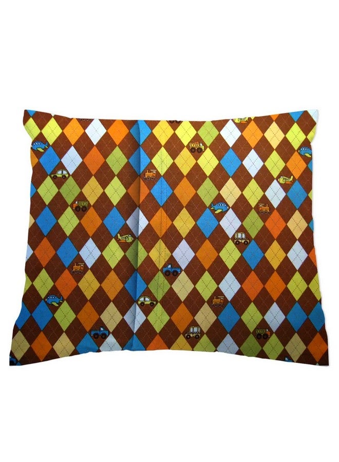SHEETWORLD.COM SheetWorld Toddler Pillow Case, 100% Cotton Woven 13 x 17, Argyle Brown Transport, Made in USA - Image 2