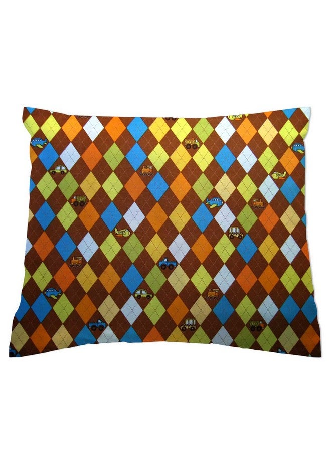SHEETWORLD.COM SheetWorld Toddler Pillow Case, 100% Cotton Woven 13 x 17, Argyle Brown Transport, Made in USA - Image 1
