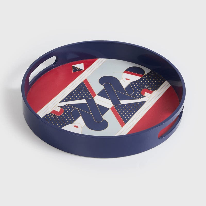 Home Centre Raisa Multicolour Printed Round Wooden Serving Tray - 30x30cm - Image 2