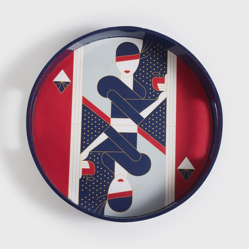 Home Centre Raisa Multicolour Printed Round Wooden Serving Tray - 30x30cm - Image 4