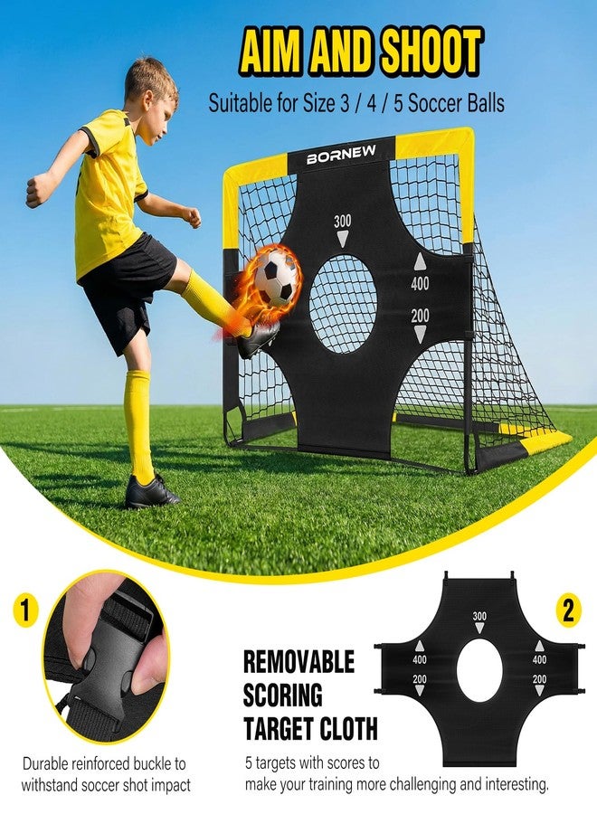 BORNEW Kid Soccer Goal and Soccer Ball Targets Set - Backyard & Indoor Soccer Goal for Kids, 4X3 ft Portable Pop Up Soccer Net with Soccer Targets, Cones, Soccer Training Equipment for Ages 3-16 Year Gift - Image 4