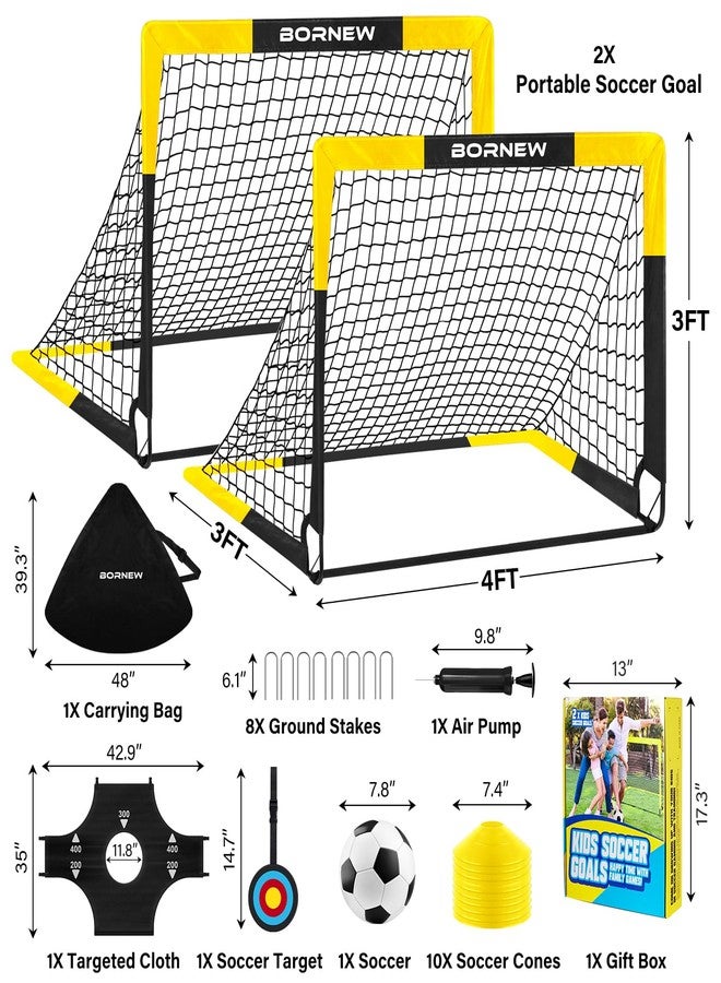 BORNEW Kid Soccer Goal and Soccer Ball Targets Set - Backyard & Indoor Soccer Goal for Kids, 4X3 ft Portable Pop Up Soccer Net with Soccer Targets, Cones, Soccer Training Equipment for Ages 3-16 Year Gift - Image 2