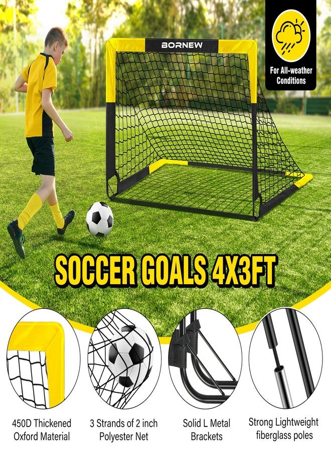 BORNEW Kid Soccer Goal and Soccer Ball Targets Set - Backyard & Indoor Soccer Goal for Kids, 4X3 ft Portable Pop Up Soccer Net with Soccer Targets, Cones, Soccer Training Equipment for Ages 3-16 Year Gift - Image 3