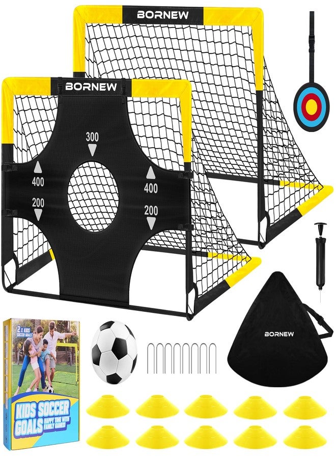 BORNEW Kid Soccer Goal and Soccer Ball Targets Set - Backyard & Indoor Soccer Goal for Kids, 4X3 ft Portable Pop Up Soccer Net with Soccer Targets, Cones, Soccer Training Equipment for Ages 3-16 Year Gift - Image 1