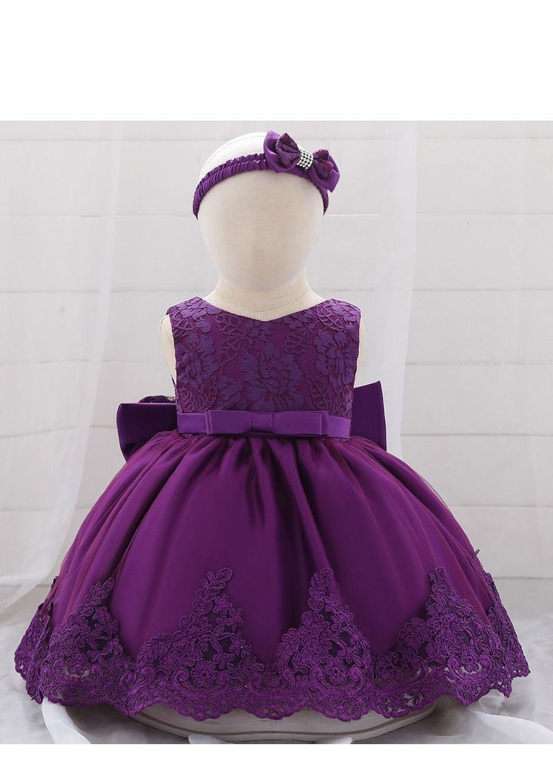 Loquat Fashionable Cute Girls Dresses Purple  - Image 1