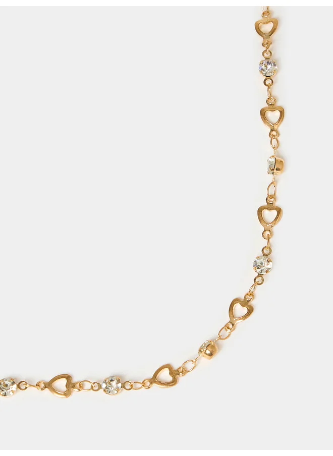ستايلي Styli Embellished Heart Trail Necklace