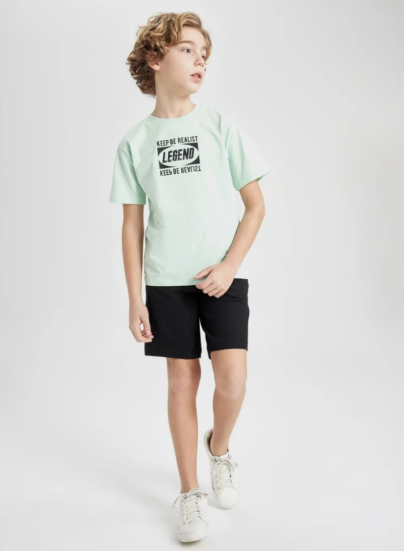 ديفاكتو Regular Fit Printed Short Sleeve T-Shirt