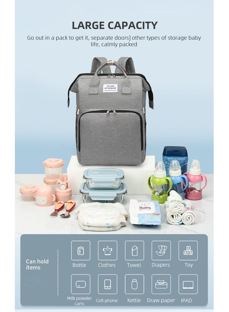 Waterproof Newborn Baby Essential Multifunction Baby Diaper Backpack with Changing pad Stroller Straps Mosquito Net USB Charging Port Travel Nappy Bags - Image 1