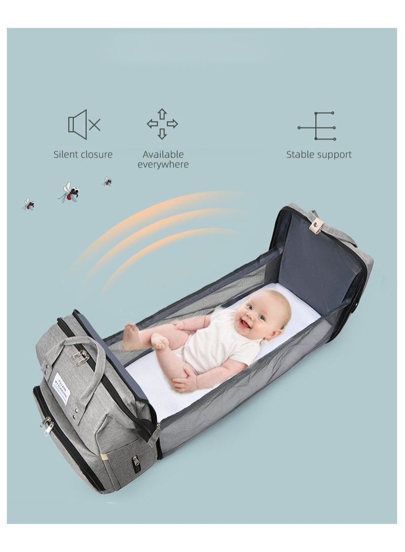 Waterproof Newborn Baby Essential Multifunction Baby Diaper Backpack with Changing pad Stroller Straps Mosquito Net USB Charging Port Travel Nappy Bags - Image 3